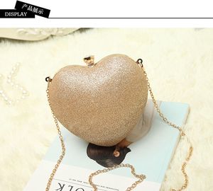 Frosted Heart Shaped Womens Bag Trendy Evening Bags Chain Shoulder Messenger Mini Peach Fashion Mobile Phone Handväska