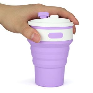 Bicchieri flessibili portatili personalizzabili Tazza da caffè pieghevole in silicone da 350 ml Bicchieri da acqua da viaggio pieghevoli antiscottatura per esterni Regalo promozionale ZL1220