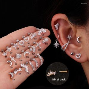 Stud 2022 1Pc Silver Color Stainless Steel Ear Cartilage For Screw Back Earring Cz Tragus Rook Conch Piercing Jewelry MenStud Moni22