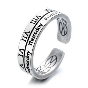 In inglese numero romano aperto anello dito indice retrò catena di dodici ore anelli femminili geometrici