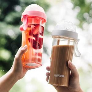 Double Sippy Drink Cup Creative Lovers Water Bottle Tumbler Caneca Outdoor Sports Tumbler Coffee Mug Double-tube Opening Design RRE13944