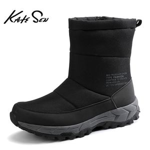 KATESEN Neue Mode Hohe Qualität Wasserdichte Knöchel Schnee Stiefel Warme Pelz Plüsch SlipOn Winter Männer Schuhe Y200506