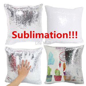Sublimation Blank 40x40cm Pillows Reversible Sequin Magic Pillow Case Swipe Cushion Cover Pillowcase DD
