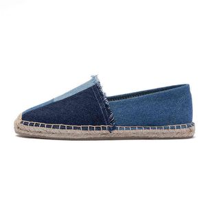 2021 Promozione Top Fashion Denim Sapatos Espadrillas Paglia Pescatore Scarpe con tacco piatto Scarpe pigre Zapatos Mujer Casual Cartone animato Lino G220610