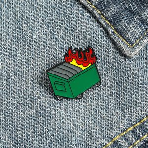 Party Favor Cute Dustbin Enamel Brooches Pin for Women Girl Fashion Jewelry Accessories Metal Vintage Brooches Pins Badge Wholesale Gift
