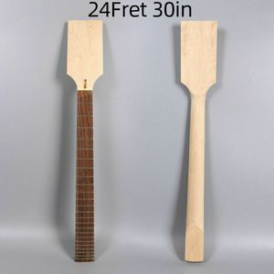 Maple Guitar Bass Neck 24 Fret Rosewood Fretboard WITHOUT Inlay 30 Inch DIY