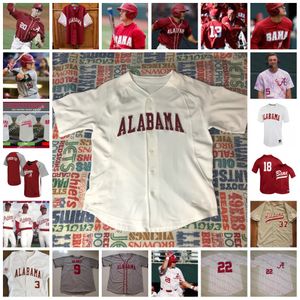 2022 NCAA Custom Alabama Crimson Tide Baseball Jersey 18 Drew Williamson 19 Trace Moore 20 Tommy Seidl 21 Andrew Pinckney 22 Camden Hayslip 23 Brandon Clarke Jerseys