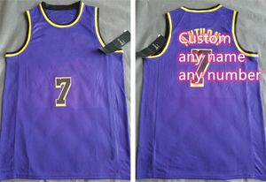 Tryckt Los Angeles Custom Diy Design Basketsträngar Anpassning Team Uniforms Skriv ut Personliga Any Name Number Men Kvinnor Kids Ungdom Boys Lila Jersey