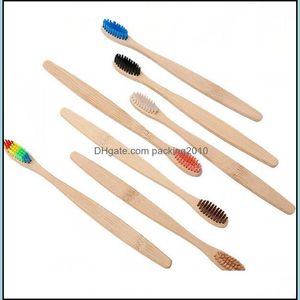 Other Bath Toilet Supplies Home Garden Bamboo Toothbrush Adt Soft Rainbow Environmentally Wooden Handle Tooth Brush Eco-Friendly 11 Colors