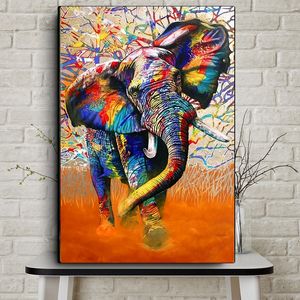 Soyut suluboya Afrika fil vahşi hayvan tuval sanat boya posterler ve baskılar cuadros duvar sanat resmi oturma odası için