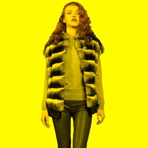 Kadınlar Kürk Sahte Chinchilla Renkli Ceket Kadınlar Gerçek Rex Yelek Kat Sonbahar Kış Sıcak Moda Giletwomen'in Kadınları Swomen's