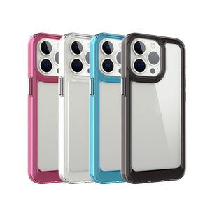 transparent shockproof Mobile Phone Cases for iphone 13 12 11 pro max XS XR hybrid pc tpu anti dust protective Cover