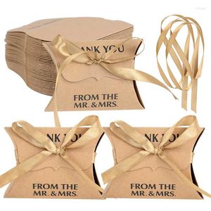 Confezione regalo 20/10 pezzi di carta kraft grazie scatola di caramelle forma di cuscino bomboniere scatole di imballaggio per la fornitura di decorazioni per feste di fidanzamento regalo