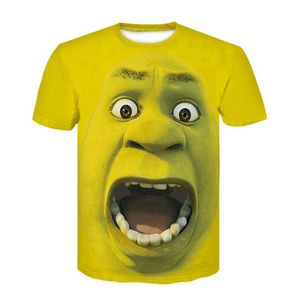 Herren-T-Shirts, Herren-T-Shirt, 6XL, atmungsaktiv, Sommer, Shrek 3D-Druck, lustig, modisch, Rundhalsausschnitt, kurzärmelig, übergroßes T-Shirt für Herren
