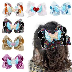 Saç Aksesuarları Çocuk Yay Saçkop Kalp Tavşan Angel Wings Hairclips Sevimli Sequin Bowknot Barrettes Headdress