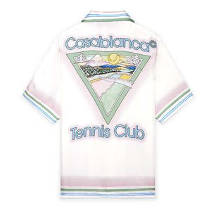 Casablanca 22ss Tennis Club Hawaii-Hemden mit Dreiecksmuster, lässig, locker, für Herren und Damen, kurzärmlig, mit Knöpfen, Casablanca