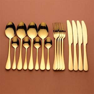 Золотые столовые приборы набор вилков ножи ложки из нержавеющей стали набор столовых приборов Золотой обеденный набор