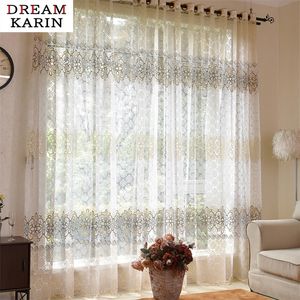 Modern Floral Sheer Tulle Curtain for Living Room Printed Children Bedroom in the Kitchen Voile Gauze 220511