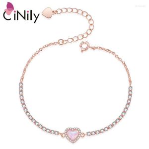 Link łańcuch Clily White Pink stworzony Opal Stone Heart Bracelets Banles Silver/Roes Gold Splated Party Biżuterię do Womanlink Lars22