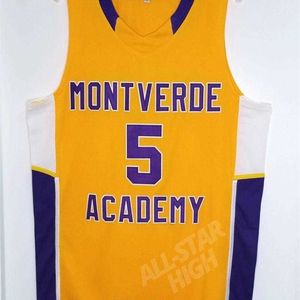 SJZL98 # 5 RJ Barrett Montverde أكاديمية الرجعية الثانوية مدرسة السلة جيرسي رمي الخنزير التطريز الفانيلة مخصص أي عدد واسم