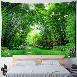 Natural Bamboo Forest Tapestry Bohemian Home Decor Comfort Wall Rugs Things to Decorate the Room Wall Pendant Wall Rugs Tapiz J220804