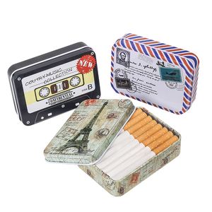Creative nostalgic tape retro 20 cigarette case metal tobacco box portable sealed moisture-proof and pressure-proof storage box
