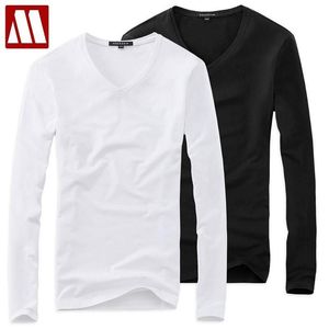 Plus Size Summer Style Solid V Neck T Shirt Men 5xl Cotton Long Sleeve Camisa Masculina Mens 16Color Black Navy Tshirt 201116