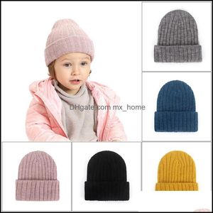 Baby Knit Crochet Beanie Hat Winter Warm Caps Outdoor Cotton Child Headwear Drop Delivery 2021 Hats Accessories Baby Kids Maternity Mka1Z