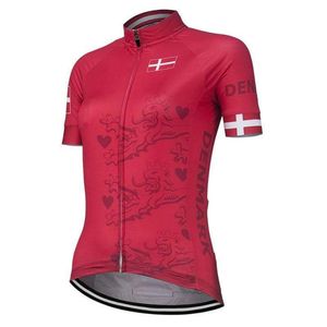 2024 브랜드 새로운 새로운 덴마크 팀 여성 사이클링 저지 통기성 자전거 타는 유니폼 짧은 소매 여름 퀵 건조 천 MTB ROPA CICLISMO B33
