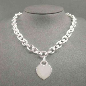 S925 Sterling Silver Necklace For Women Classic Heart-shaped Pendant Charm Chain Necklaces Luxury Brand Jewelry Necklace Y220421