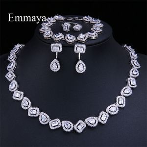 Emmaya Luxury Crystal Costume Jewelry Set White Zircon Armband PendantNecklace Rings Earrings Wedding Party 220726