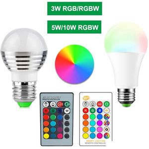Изменение лампочки лампы RGB RGBW 85-265V RGB Светодиодное освещение Spotlight IR пульт дистанционного управления