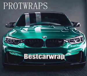 Premium Emerald Green Gloss Metallic Vinyl Wrap för hela bilfolie som täcker med luftbubbla gratis som 3m kvalitet lågt klibb lim 1.52x20m 5x65ft