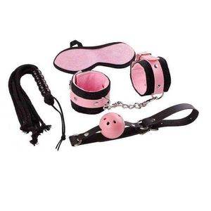 Nxy Bondage Slave Sm Set Handcuffs Body Slap Spanking Beat Tassel Whip Mouth Gag for Bdsm Adult Game Lash Flog Tool Sex Toys 220421