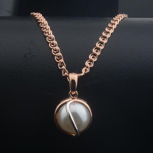 Wholesale gold lined resale online - Pendant Necklaces Fashion Jewelry Women Girls Rose Gold Color White Line Simulated Pearl Pendants NecklacesPendant