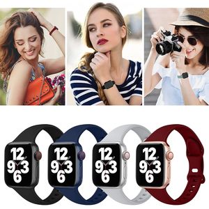 silicone Strap for Apple watch band 40mm 44mm 45mm 41mm 38mm 42mm smartwatch watchband Slim bracelet iWatch series 6 5 4 3 se 7