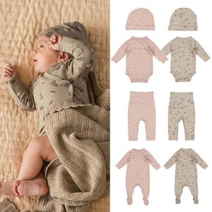 Clothing Sets Summer Toddler Baby Boys Girls Clothes Infant Born Cotton Cute Print Long Sleeve Bodysuits Ropmer Pant SuitsClothing