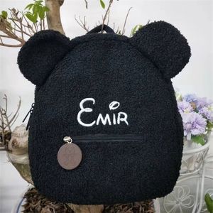 Personalizado bordado criança mochila leve pelúcia urso pré-escolar saco crianças nome personalizado mochila para meninos meninas senhoras 220815