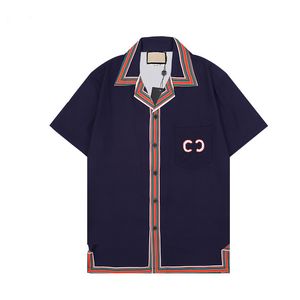 2022 Men Designer Blouses Casual Shirts Fashion Letter G Print Slik Bowling Shirt Mens Dress Shirts Summer Short Sleeve Tshirt Tees Shirt