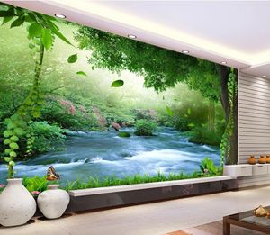 Europäischer Stil Custom Wall Decaration Wandbild Tapete 3D Hotel Hotel Cafe natürliche Umwelt Strom Wasser Hintergrund