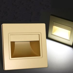 Nocne światła kwadrat lampa LED schodowa schodowa 1,5W zagłębiona w ścieżce kinkiet kinkiet kinkiet schodek ciepłe chłodne białe błękitne oświetlenie
