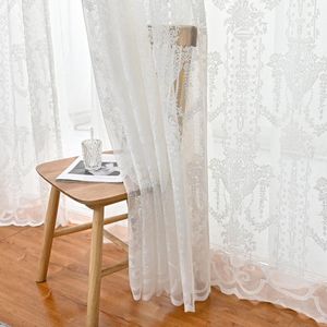 Curtain & Drapes Curtains For Living Room Semi Sheer Partition White Lace Gauze Short Screen Cortinas Home Decor Door Windows KitchenCurtain