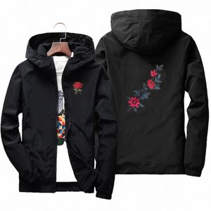 Rose Jacket Wind Breakher Men Women Mens Dames Jackets Nieuwe Fashion White Black Roses Outwear Coatfbil