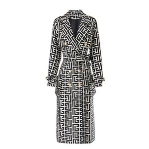 Trench Coats Feminino Moda Casaco Vestido Feminino 2022 Primavera Outono Jaqueta Fêmea Plus Size 4XL Preto Cinto Branco Blazer Vintage