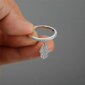 Wedding Rings Unique Female Small Hand Ring Boho Silver Color Bridal Engagement Vintage Zircon Stone Jewelry For WomenWedding