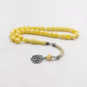 Straski z koralikami Tasbih żółta żywica muzułmański koralika różańca islamska modlitwa koraliki arabska biżuteria misbaha 33beads bransoletki prezent Fawn22