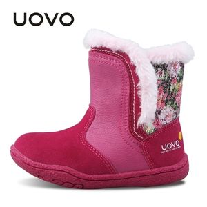 Uovo Girls Boots Winter Boots Kids Fashion обувь резиновая девочка для девочек зимние ботинки маленькая детская обувь размером 23# -30# LJ201202