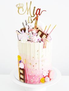 Mirror de acrílico personalizado Gold Happy TopperCustom Nome e Age Birthday Birthday Cake Topper Party Decorações 220618