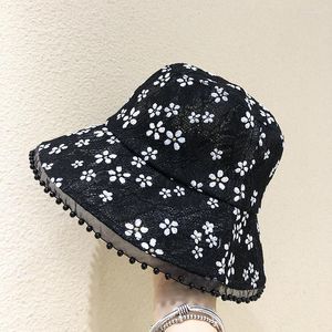 Berets Hut Für Frauen Weiche Spitze Blume Breite Krempe Sonnenhüte Floppy Sommer Kleid Damen frauen Eimer Dame Panamaberets