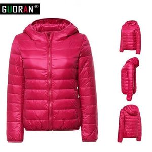 90 White duck down Winter jackets Women s Slim Hooded Parkas Jackets Woman Warm Parkas Coat girl down Light White Duck Down 210412